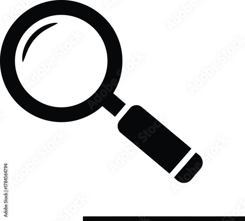 Magnifying glass icon search find zoom investigation research symbol tool eps silhouette