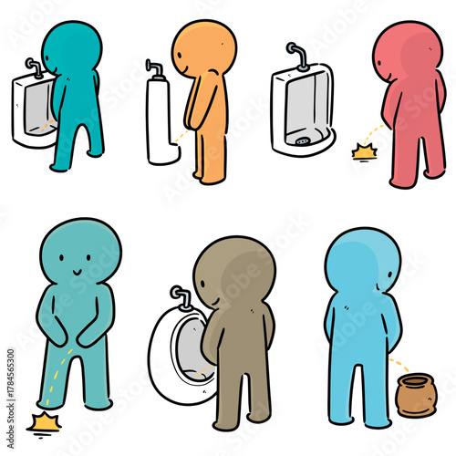 vector set of man peeing