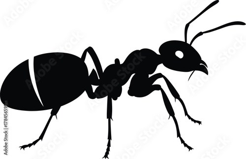 Black ant silhouette vector illustration insect pest control design eps