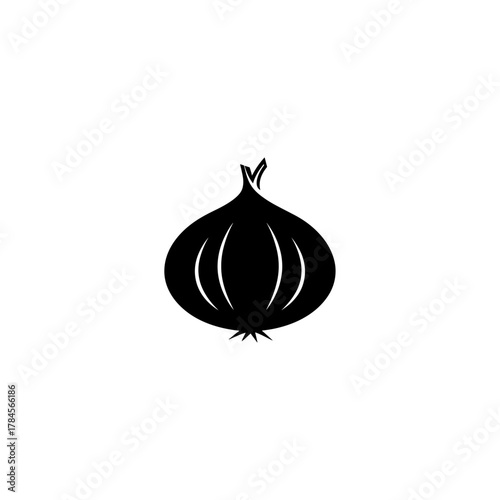 onion symbol, black isolated silhouette 