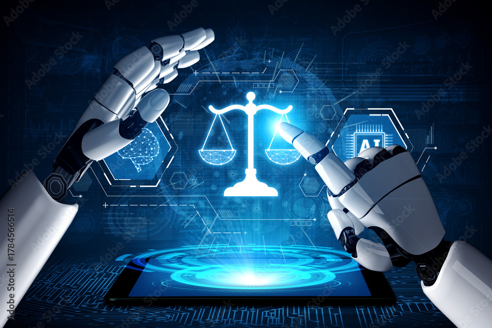 Fototapeta premium AI ethics ensures fairness, transparency, and responsibility in intelligent systems, guiding safe and trusted AI integration in society. Artificial intelligence spline