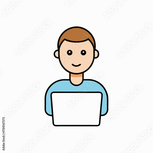 vector startup founder with laptop