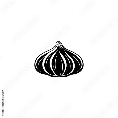 Garlic silhouette line art vector illustration with a white background 