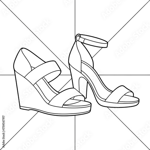 High Heel Shoes Coloring Page – Printable Fashion Footwear Illustration for Girls