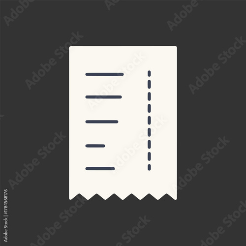 Simple icon of a receipt or bill with lines, isolated on dark background