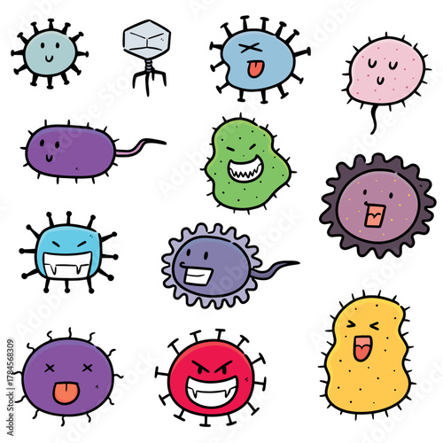 vector set of bacteria and virus
