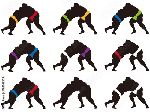 お相撲さんの立ち会いシルエットセット