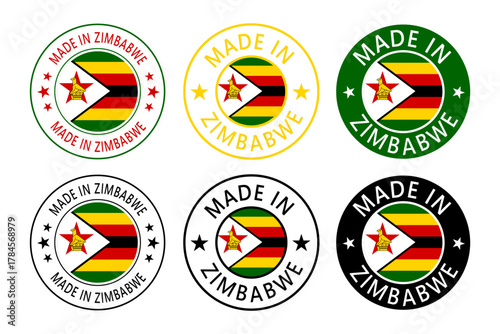 Free Download Zimbabwe Made in Stamp in circle with flag Vector template on white background - GFXLoad
