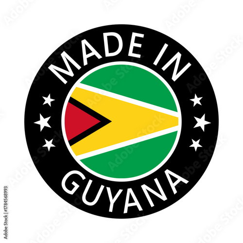 Guyana Made in Stamp in circle with flag Vector template on white background Free Download Guyana Made in Stamp in circle with flag Vector template on white background - GFXLoad