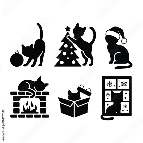 Christmas Cat Silhouette Bundle