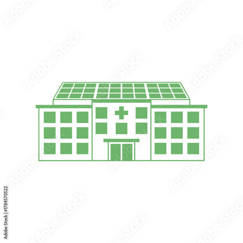 Modern Hospital Building With Two Towers Connected By A Central Walkway Featuring A Clean Blue Facade And A Green Roof Underneath A Bright Sky Offering A Sense Of Calm And Professionalism