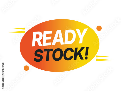 Dynamic ready stock announcement with bold text and speed lines