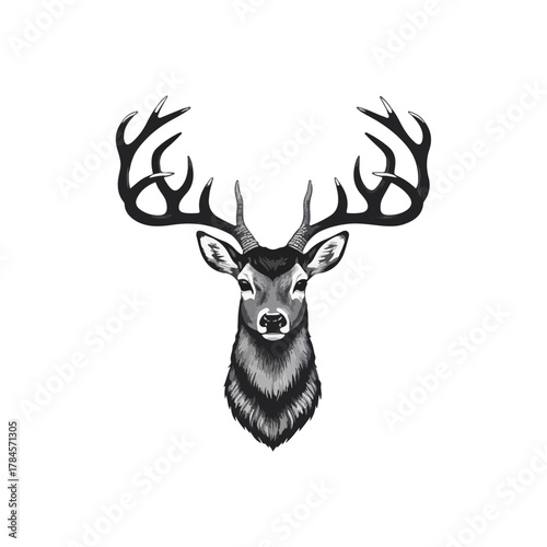 Black and white deer silhouette illustration