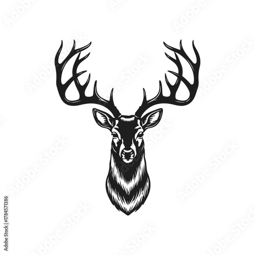 Black and white deer silhouette illustration