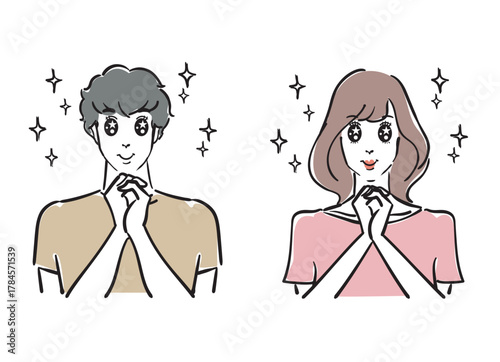 うるうるした目で見つめる爽やかな30代男女