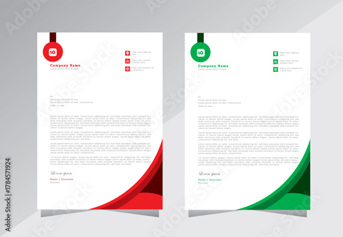 Corporate modern letterhead design template with red and green color, creative modern letterhead design template for your project. letterhead, letter head, Business letterhead design. vector eps 10