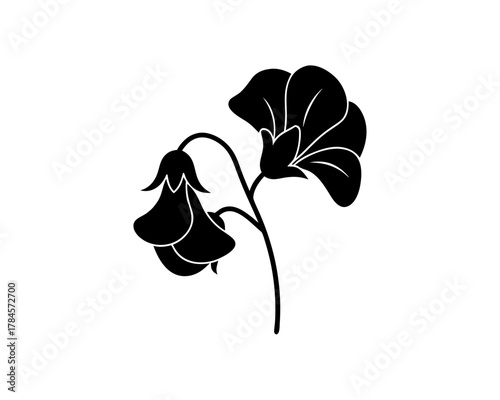 unique Sweet Pea Flower Icon silhouette illustration isolated on white background