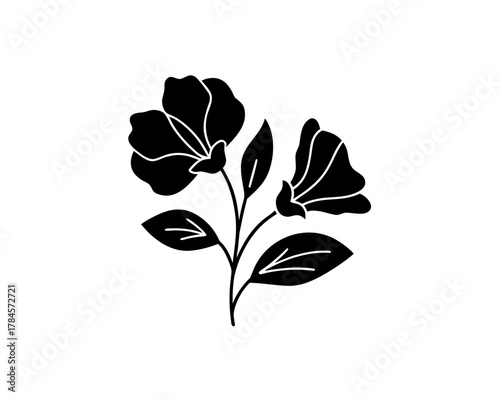 unique Sweet Pea Flower Icon silhouette illustration isolated on white background