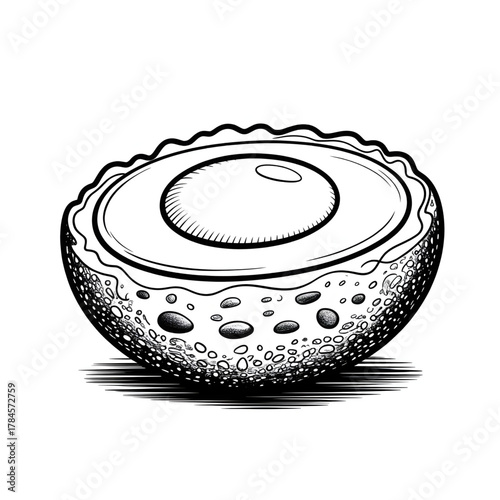 Fried Egg Coloring Page – Breakfast Food Vector Line Art Illustration