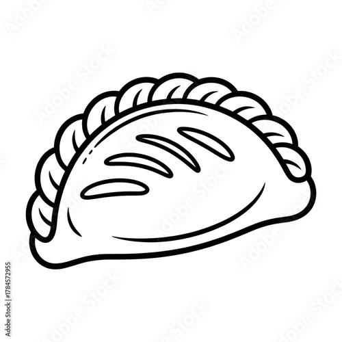 Empanada Coloring Page – Traditional Pastry Snack Vector Line Art