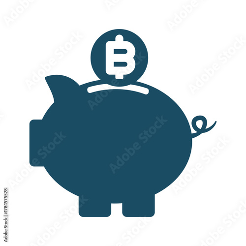 Saving digital crypto coin in piggy bank icon svg cut file. Isolated vector illustration.