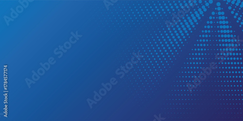 Hexagon blue dotted texture. Abstract curved dot grid wallpaper. Circle halftone pattern background. Vector