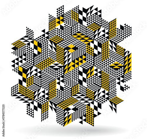 Abstract vector art with 3D isometric cubes geometric background, op art blocks with different forms isolated, polygonal graphic design, cubical theme.