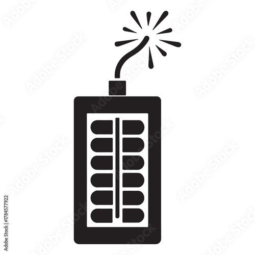 Fireworks Cake with Lit Fuse Silhouette Icon