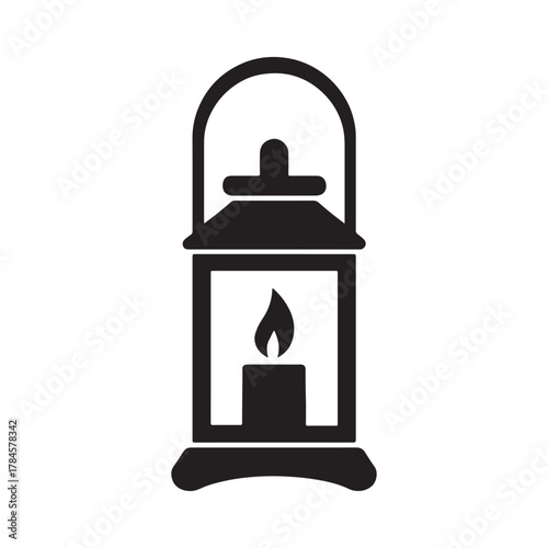 Classic Candle Lantern with Handle Silhouette Icon