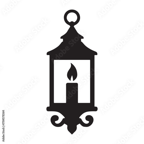 Vintage Candle Lantern Silhouette Icon