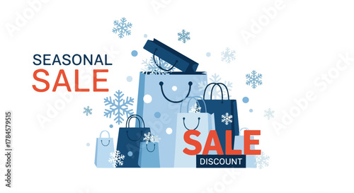 Seasonal Sale Shopping Illustration Bag Vectors for Retail Discounts