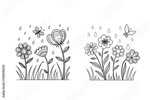 Spring Flowers Coloring Page | Beautiful Floral Design for Relaxation