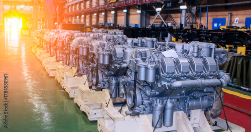Military equipment assembly line at Wheel Tractor Plant showcases production of advanced engines