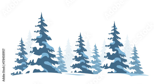 Winter forest illustration Snowy fir trees in a peaceful winter landscape perfect for design and decoration