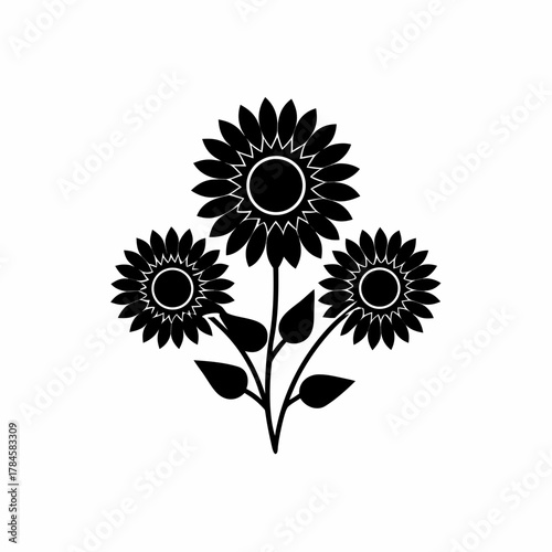 creative Sunflowers Icon vector silhouette illustration isolated on white background