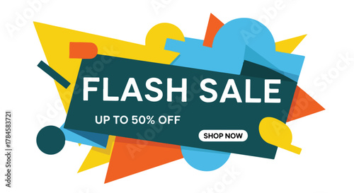 Flash Sale Banner with Abstract Shapes for Limited-Time Offers and Discounts