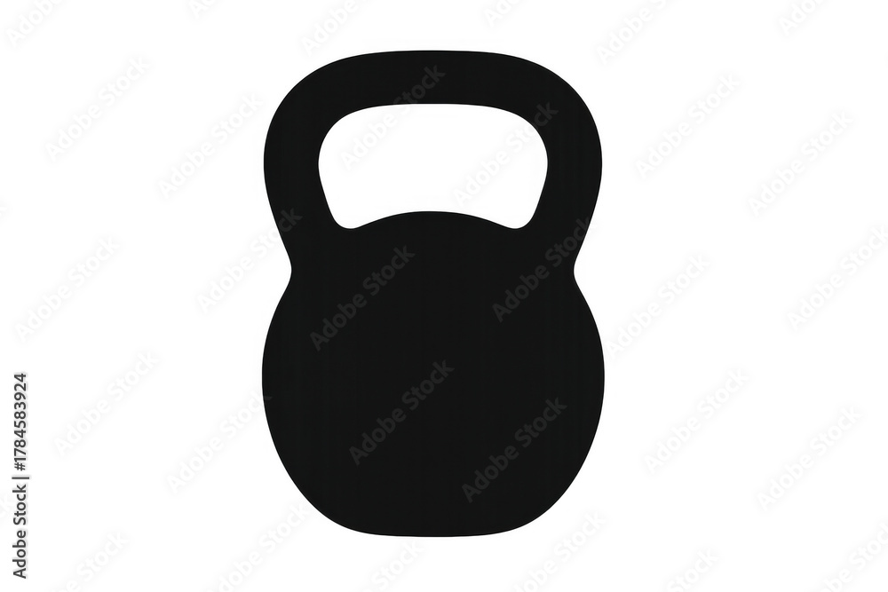 Fototapeta premium Kettlebell icon in black, symbolizing gym exercise, physical fitness, and weightlifting goals. Transparent background