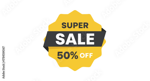 Super Sale 50% Off Badge Vector, Perfect for Marketing Campaigns and Promotional Offers
