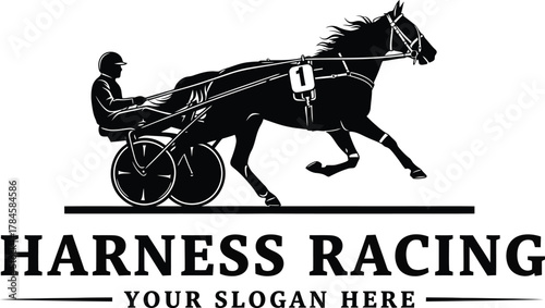 Harness racing horse and jockey vector illustration design template eps silhouette
