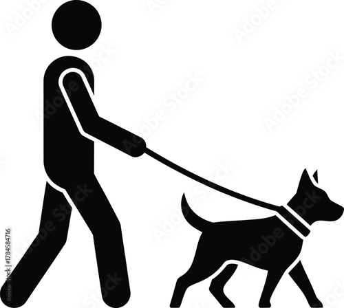 Dog walking pet owner outdoor activity leash canine companion animal care eps silhouette