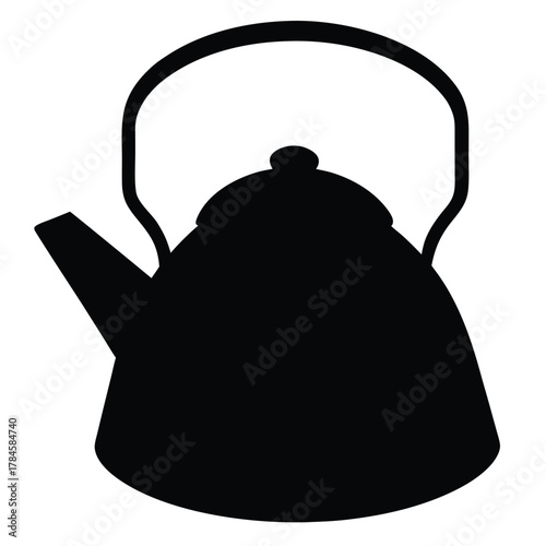 Silhouette illustration of teapot with handle and spout kitchenware item for tea