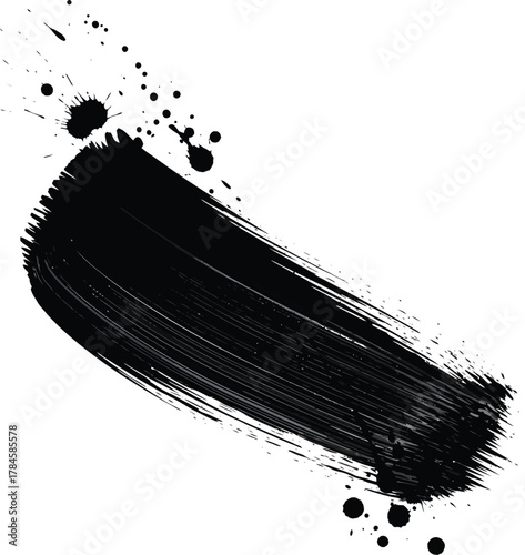 Black paint brush stroke texture background vector design element art eps silhouette