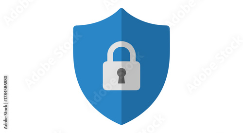 Blue Shield with Padlock Secure Data Protection and Privacy Online for Website Security