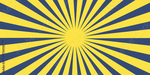 Abstract Blue Yellow Radial Burst Geometric Background Pattern. Vektor illustration.