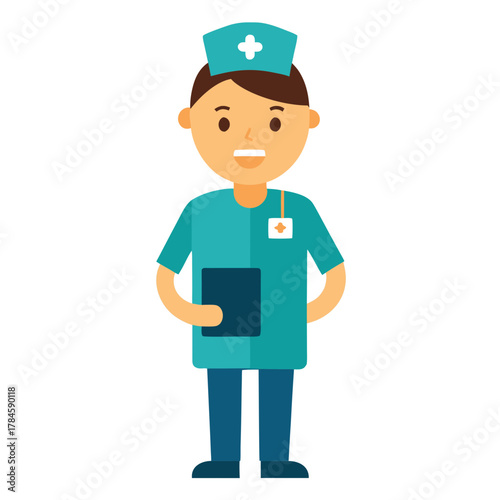 male nurse holding clipboard