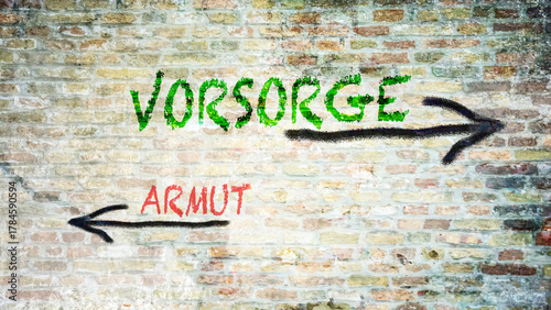 Foto Signposts the direct way to precaution versus poverty