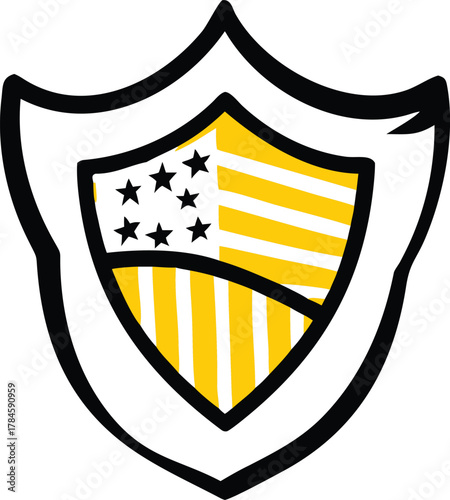 Intricate american shield mandala art with patriotic colors