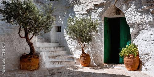Captivating Entrance to a Timeless Abode: Unveiling the Ancient Cave Dwellings of Alberobello's Enchanting Architectural Heritage