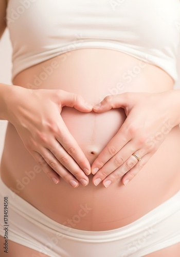 Wallpaper Mural A pregnant woman's belly is cradled by her hands forming a heart shape, symbolizing love and anticipation for her baby. Torontodigital.ca