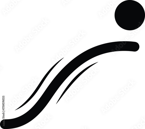 Abstract design of a person sliding down a slide vector illustration eps silhouette